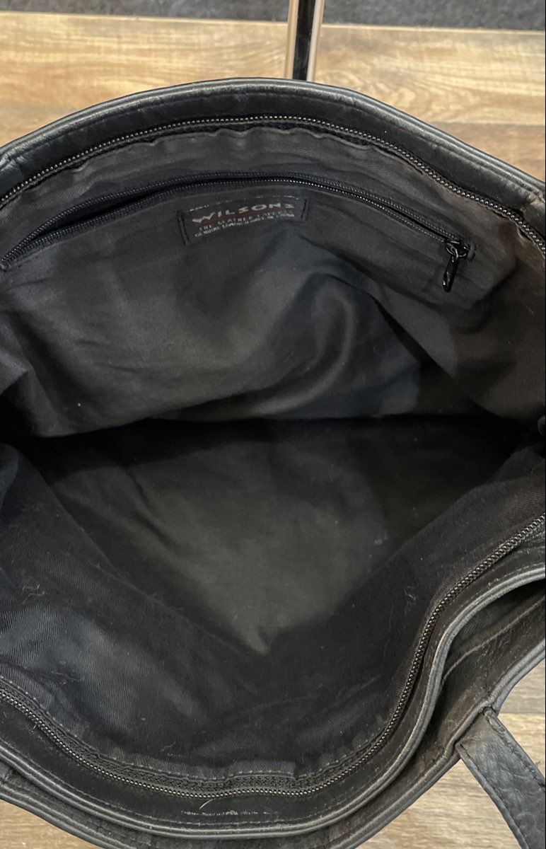 Vintage Wilsons Leather Black Pebbled Leather Shoulder Bag Tote Handbag