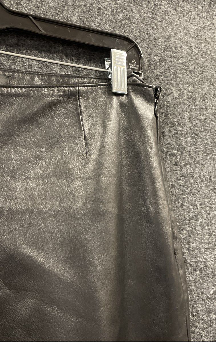 Vintage Y2K Moda International Women's Black Leather Bootcut Side Zip Pants Sz 6