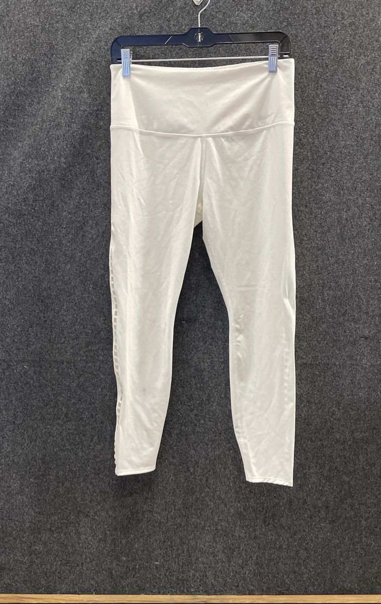 Nike Women's Dri-Fit High Rise White Ladder Side Cutout Leggings Tights Sz L