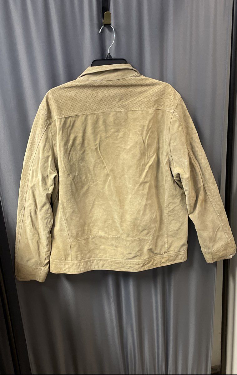 Calvin Klein Men's Tan Suede Perforated Full Zip Jacket Sz XL