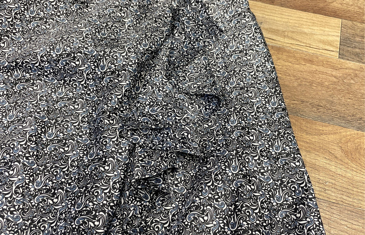 Ann Taylor Women's Paisley Satin Ruffled A-Line Skirt Blue Black Sz 4