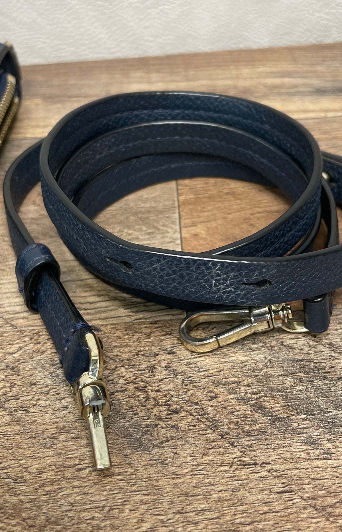 Kate Spade Navy Blue Pebbled Leather Crossbody Bag Gold Hardware