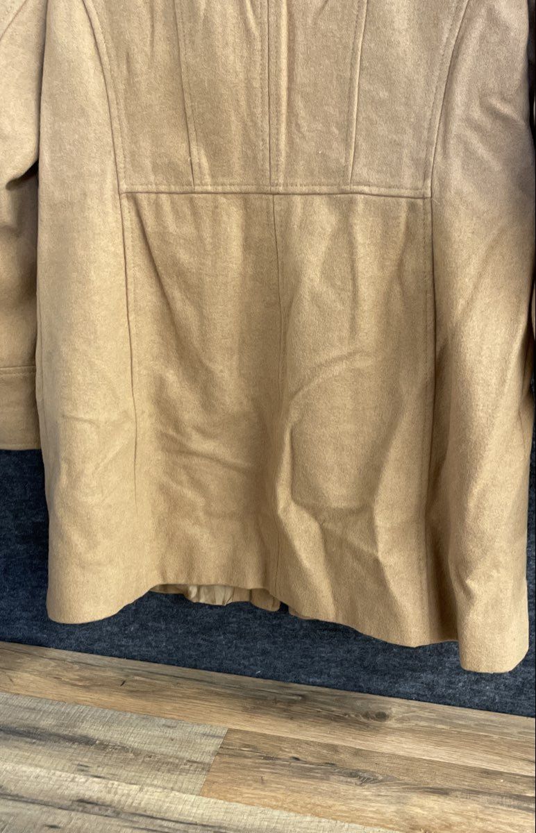 Michael Kors Women's Hooded Wool Blend Jacket Camel Zip Up Sz 14P