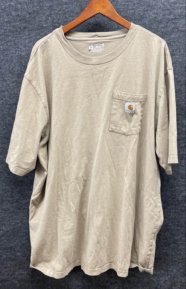 Carhartt Men's K87 Tan Brown Loose Fit Pocket T-shirt Short Sleeve Sz 2XLT