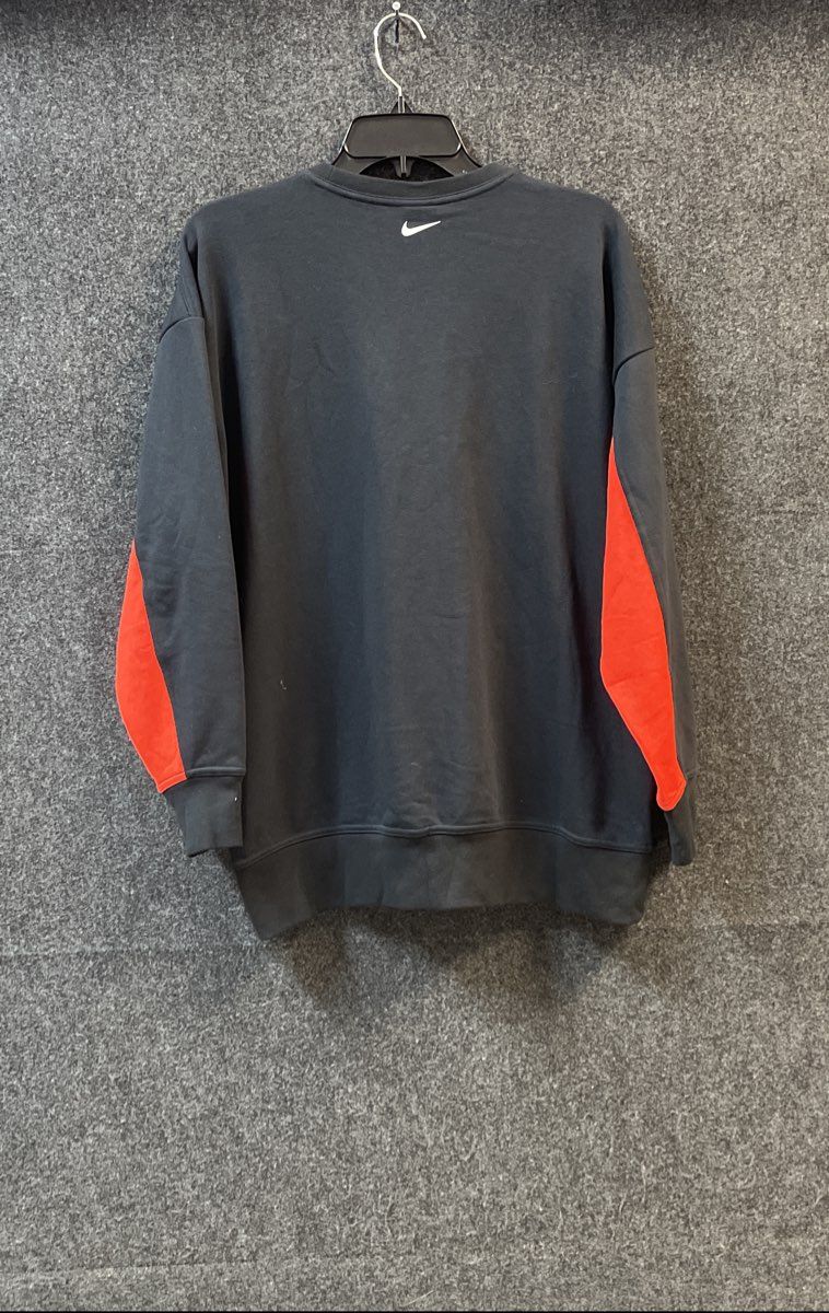 Nike Men's Black Dri-FIT Long Sleeve Sweatshirt Red Colorblock Logo Sz S