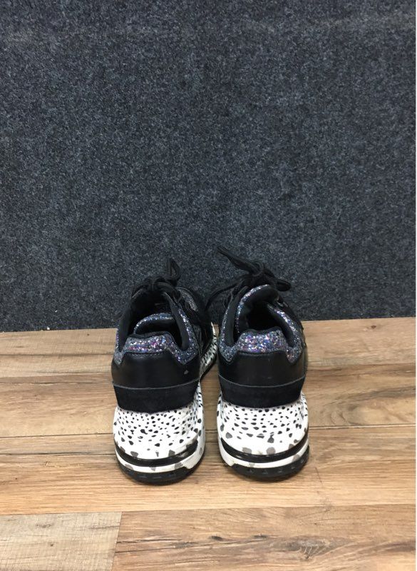 Steve Madden Barra-G Black Multi Glitter Dalmatian Fashion Sneakers Size 8