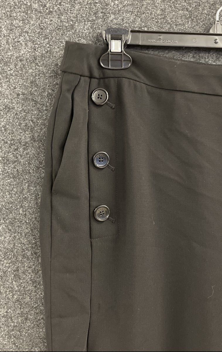 DKNY Women's Black Foundations Wide Leg Sailor Button Detail Trousers Sz 14 NWT