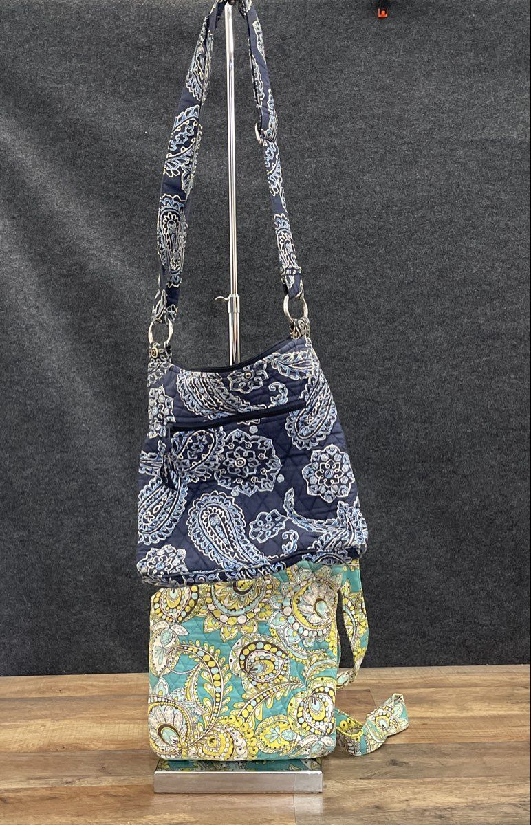 Vera Bradley Blue Paisley Quilted Cotton Crossbody Handbag Purse Lot of 2