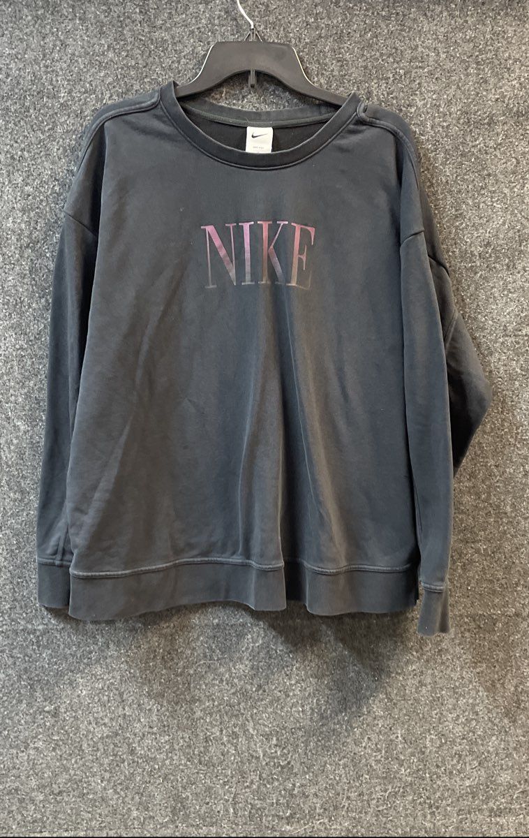 Nike Women's Black Dri-Fit Iridescent Logo French Terry Sweatshirt Sz 1X