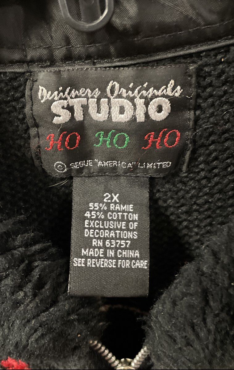 Vintage Y2K Designers Originals Studio Women's Black Santa Christmas Cardigan 2X