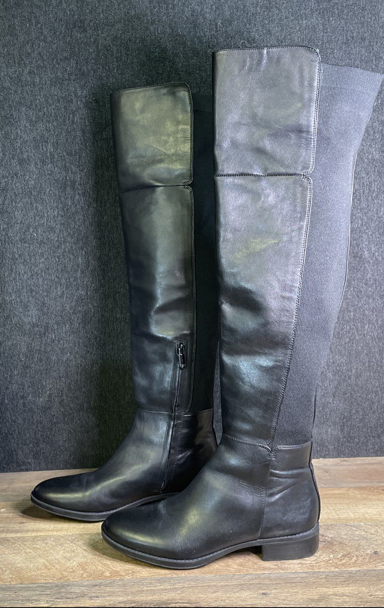 Sam Edelman Posie Black Leather Over-The-Knee Boots Women's Size 8