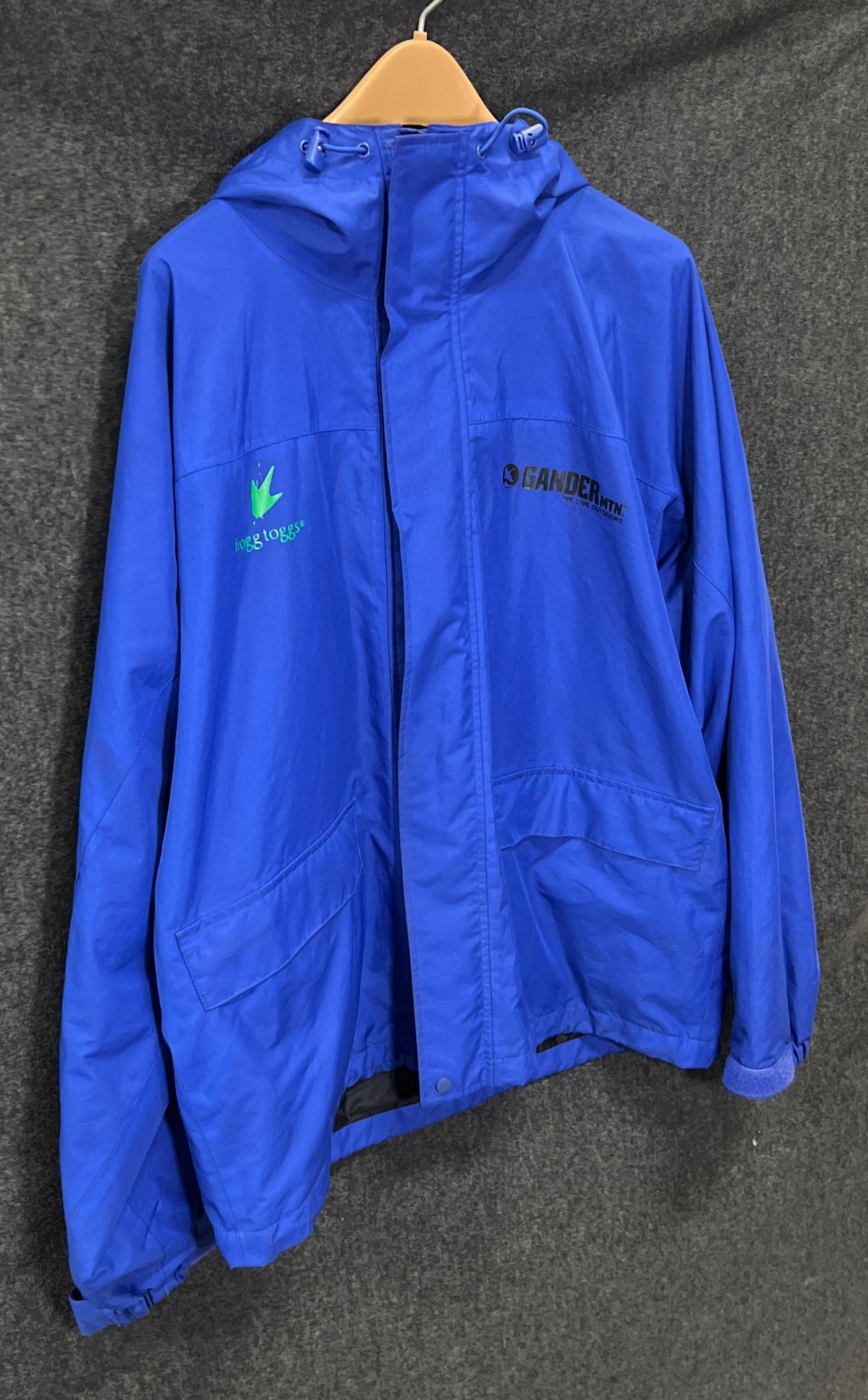 Frogg Toggs Men's Blue Rain Jacket Hooded Windbreaker Sz L