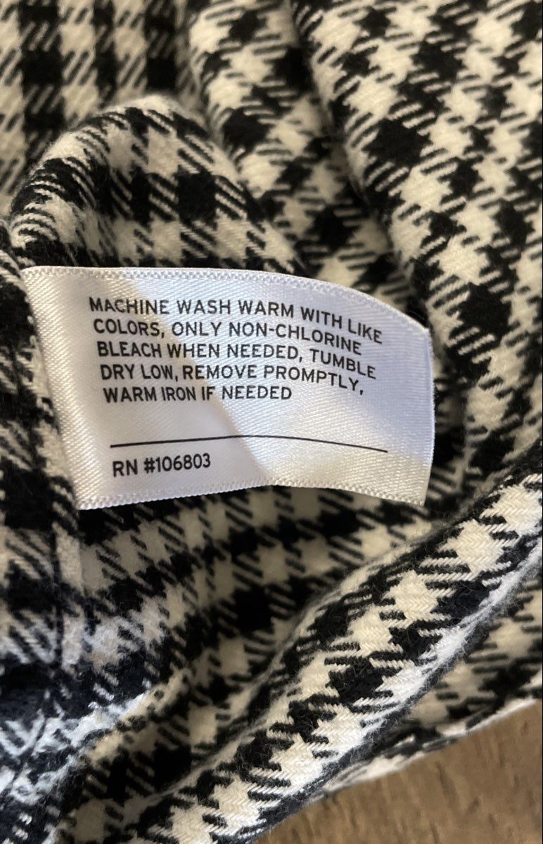 Duluth Trading Co Women's Folklore Flannel Shirt Black White Houndstooth Sz M