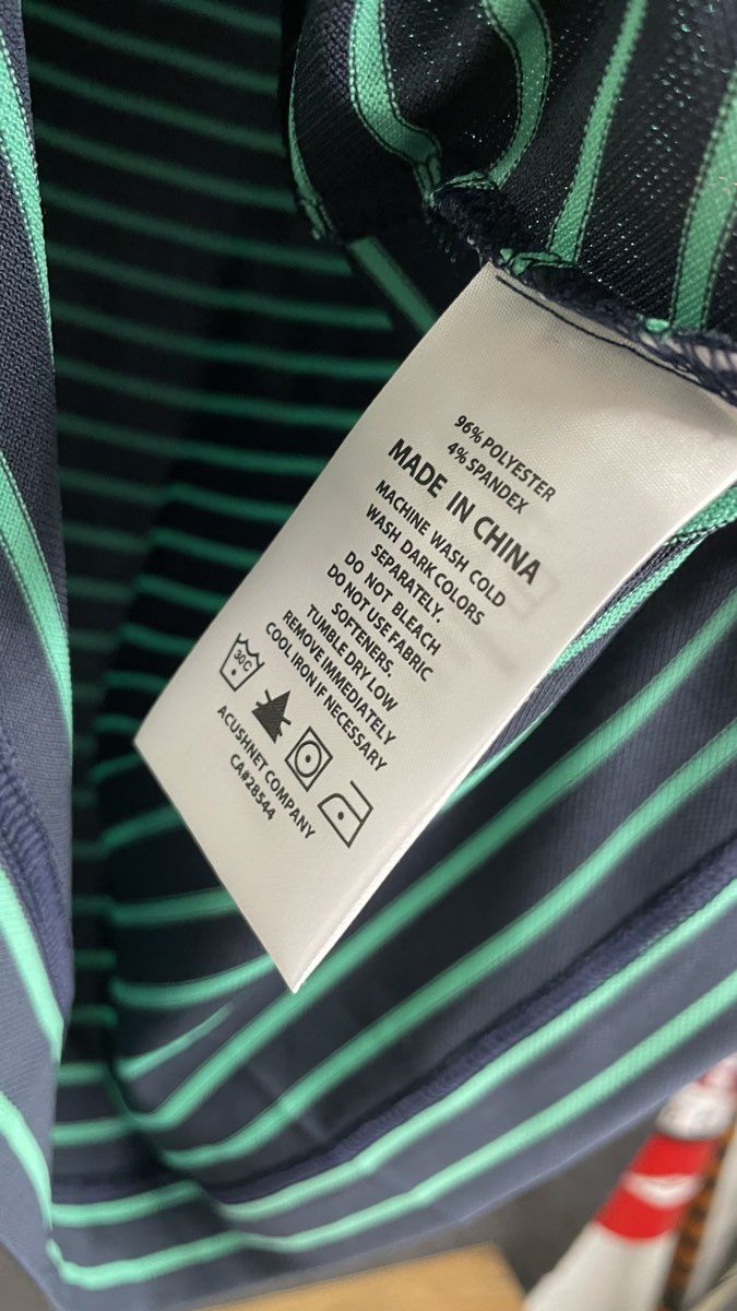 FootJoy Men's Polo Shirt Navy Blue Green Striped Spanish Bay Performance Sz L