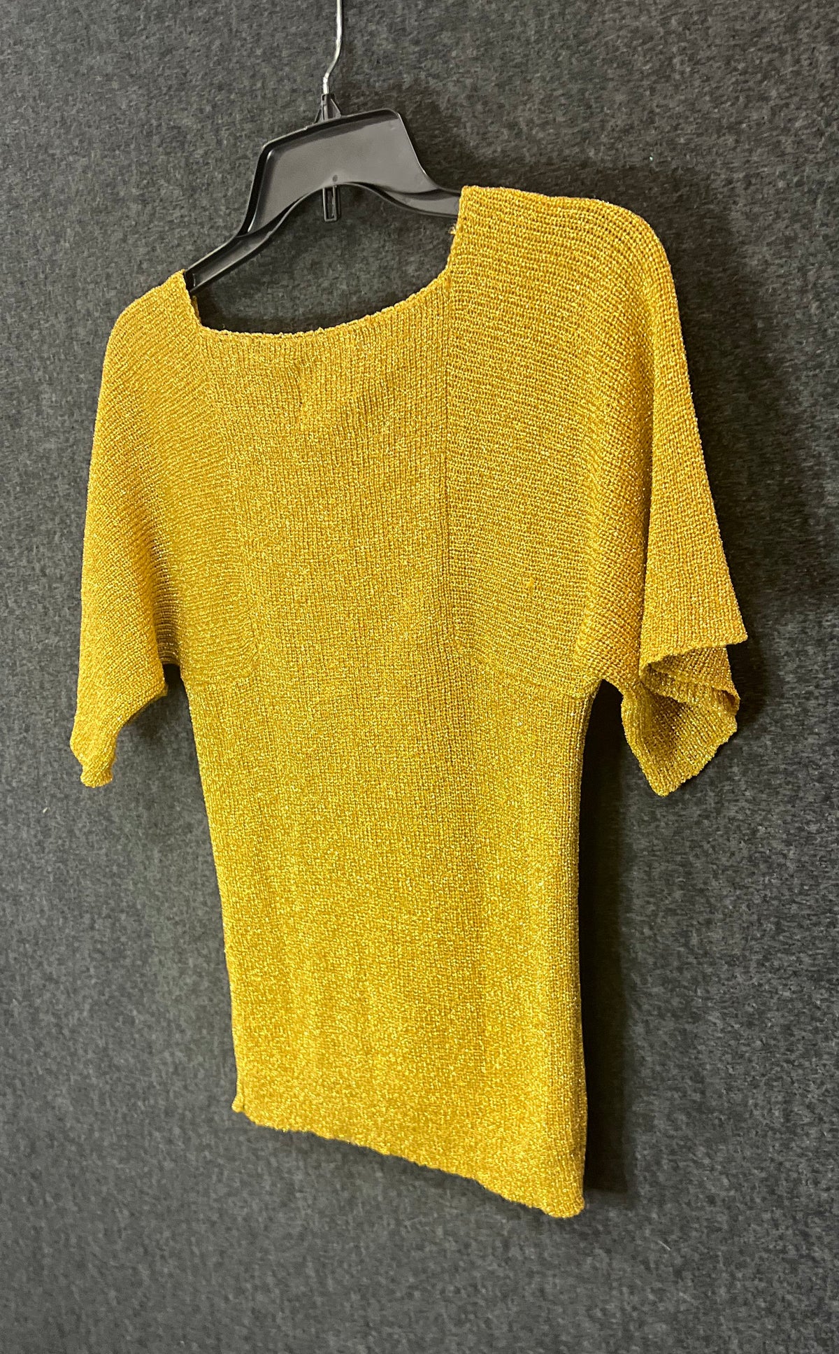 Alexander's Women's Vintage 90s Metallic Gold Knit Square Neck Top Sz L