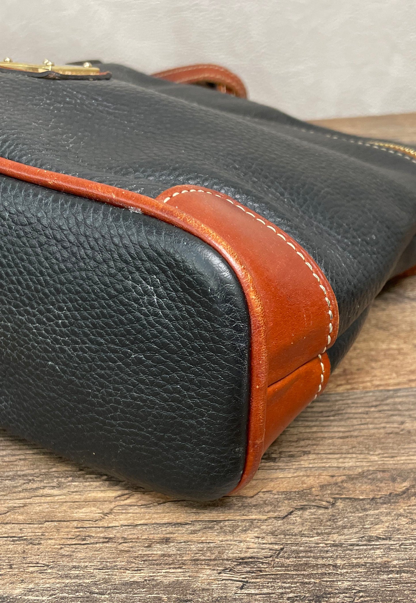 Dooney & Bourke Black Pebbled Leather Janine Crossbody Bag Gold Hardware