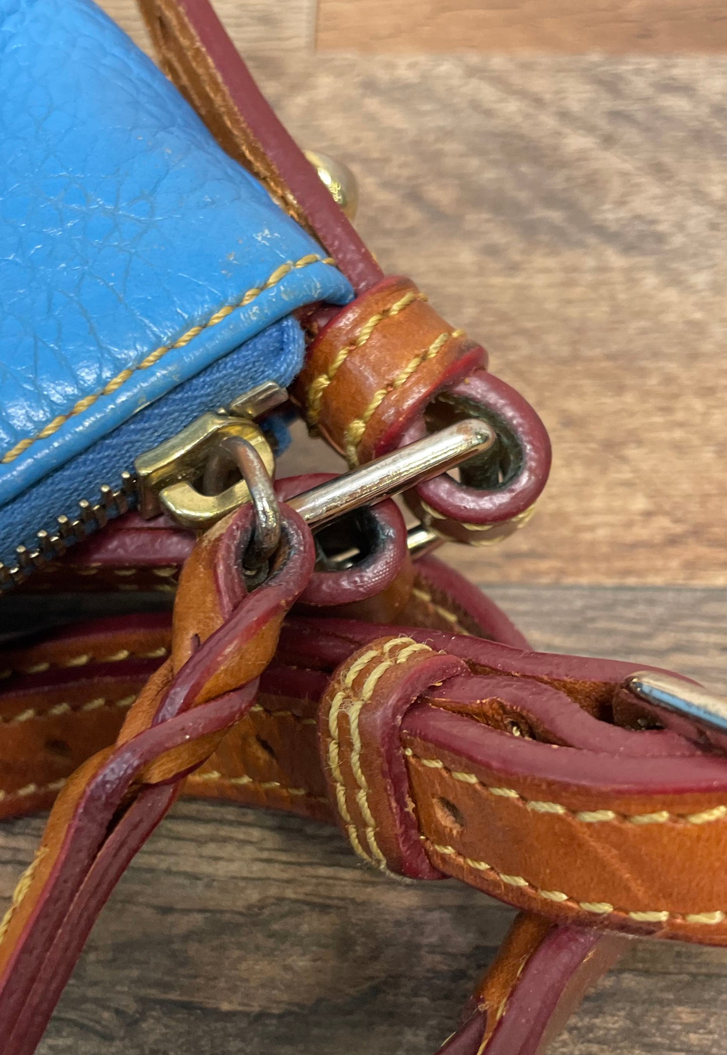 Dooney & Bourke Teal Blue Pebbled Leather Crossbody Bag Silver Hardware