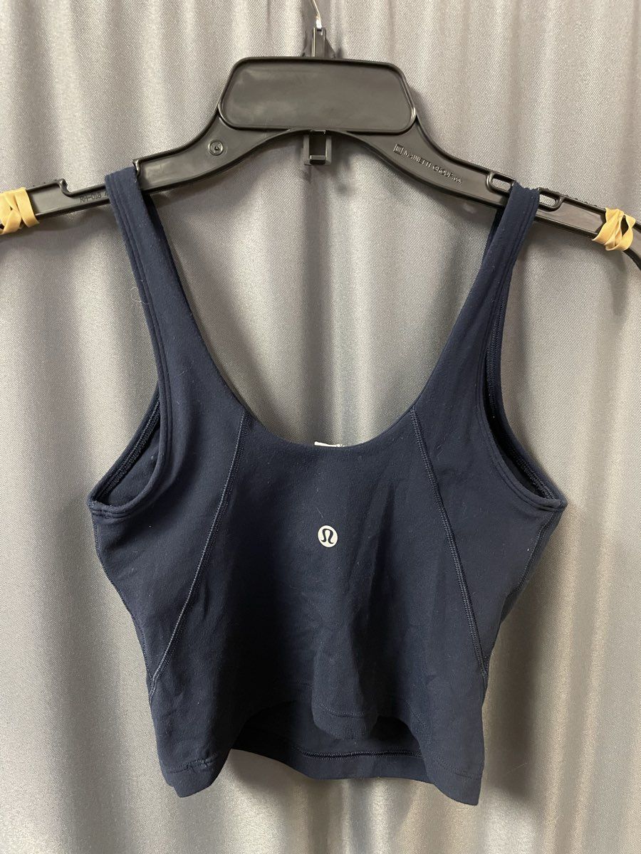 Lululemon Women's Navy Blue Align Tank Top Cropped Yoga Sports Bra Sz 2