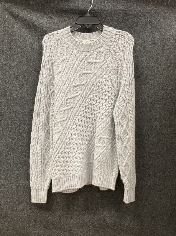 St. John's Bay Women's Gray Mixed Cable Knit Crewneck Pullover Sweater Size M