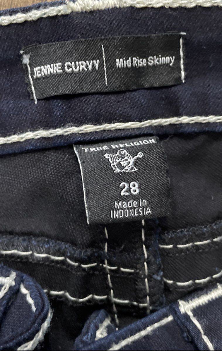 True Religion Women's Jennie Curvy Mid Rise Skinny Black Jeans Size 28