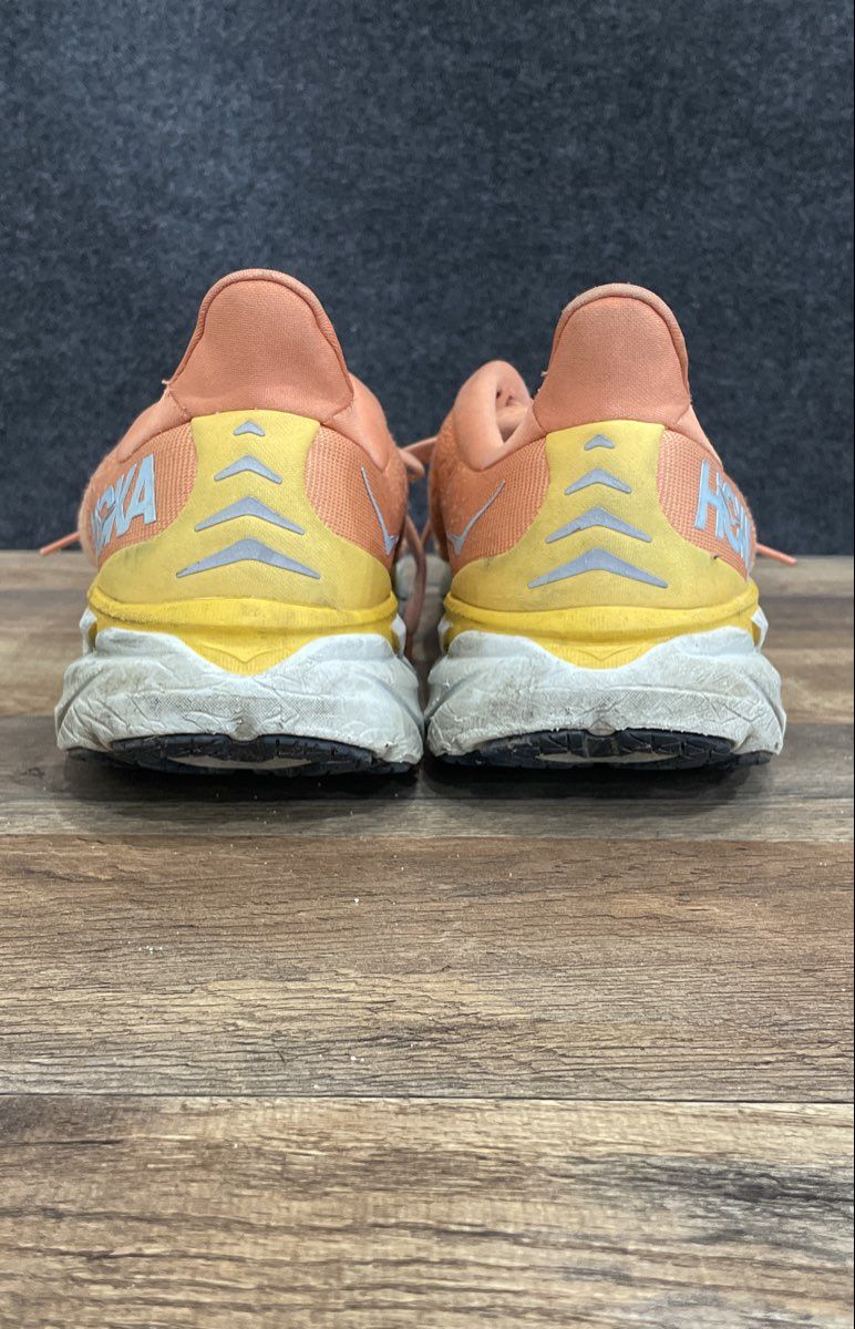 Hoka Clifton 8 Orange Yellow White Women's Running Shoes Size 12B