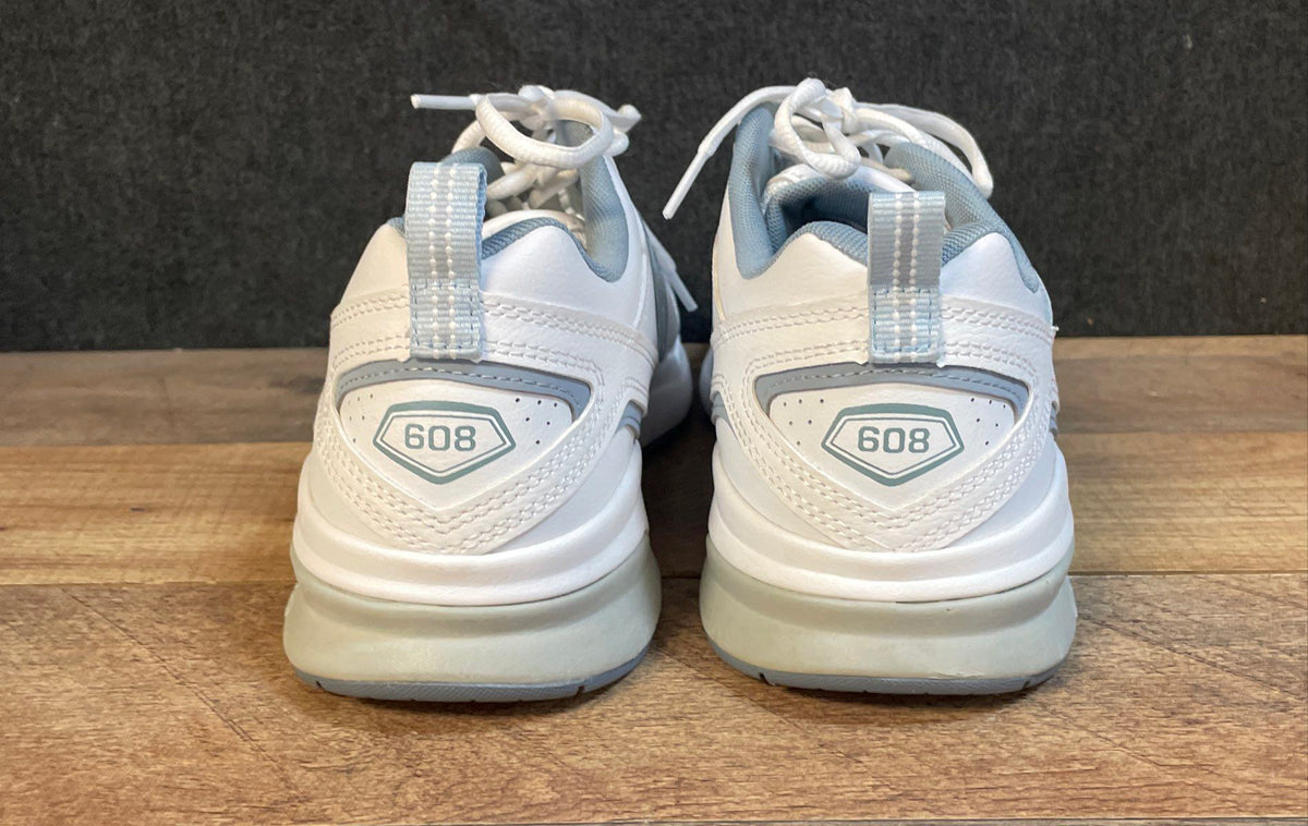New Balance 608 V5 White Blue Cross Training Sneakers Women's Size 9.5