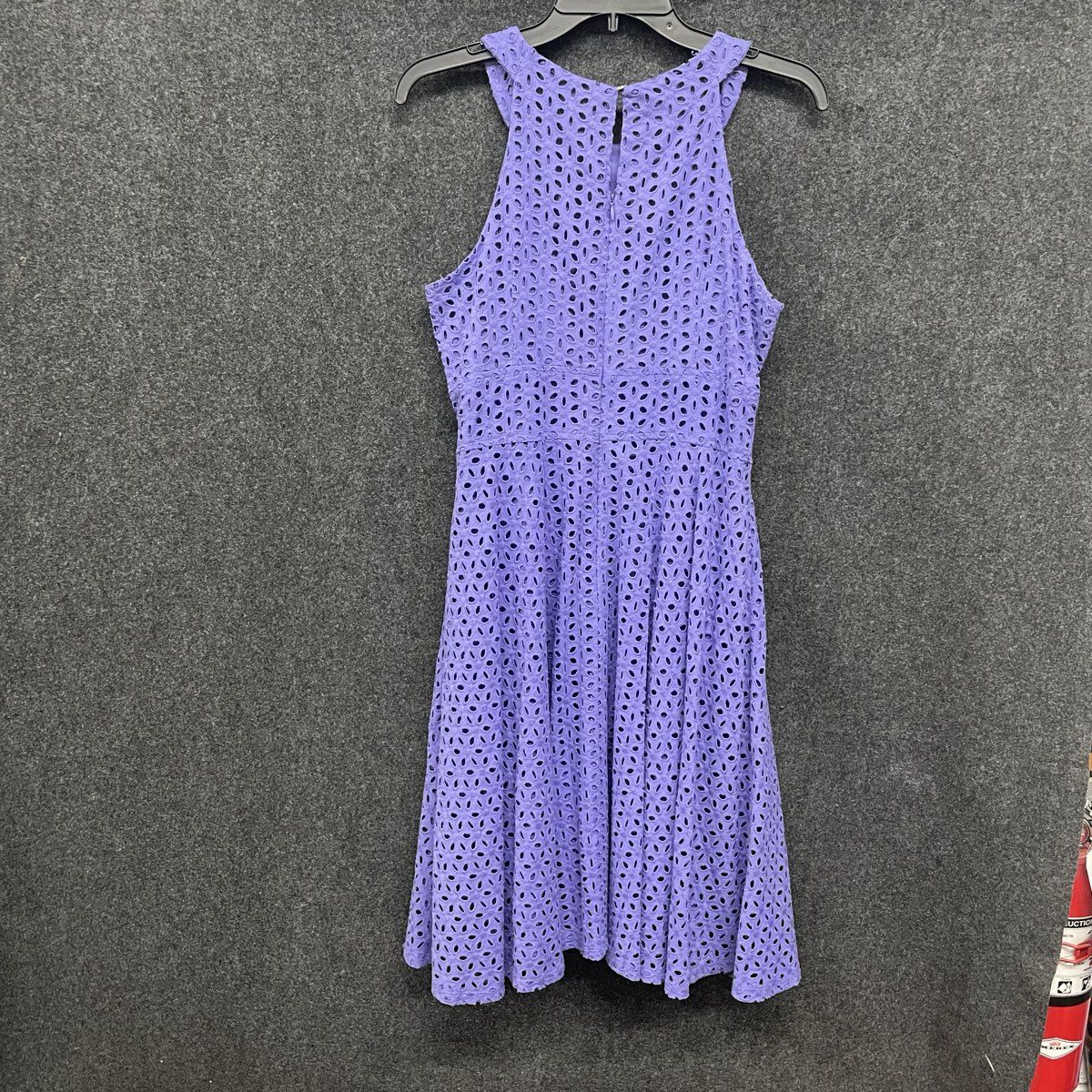 Dress Barn Women's Purple Lace Eyelet Halter Fit & Flare Sleeveless Dress Sz 12