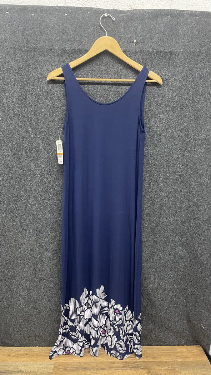 Alfani Women's Intimates Mahalo Dress Navy Blue Floral Hem Sleeveless Sz S NWT
