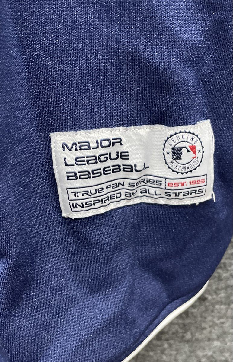True Fan MLB Washington Nationals Boys Baseball Jersey Navy Red Button Up Sz L