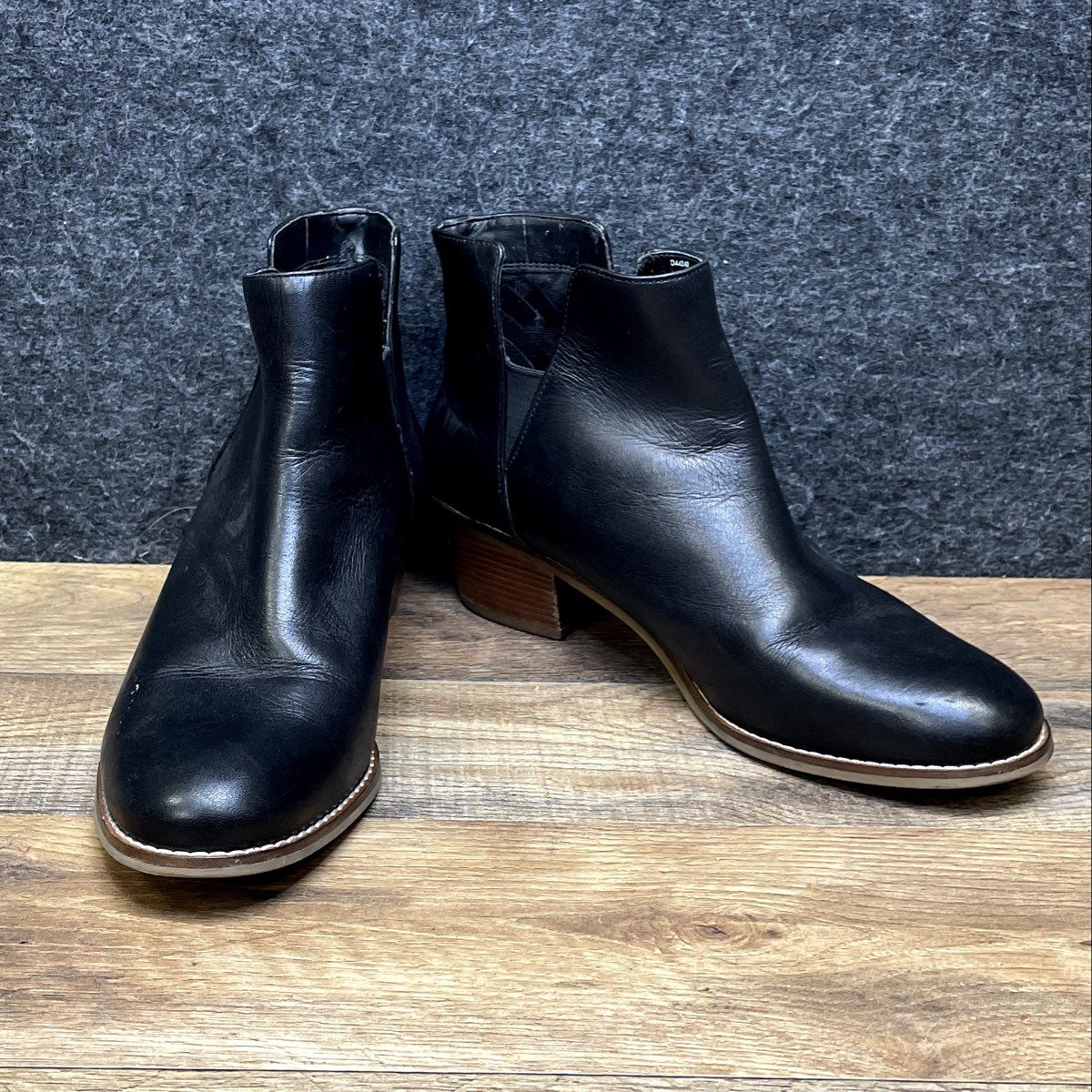 Cole Haan Abbot Black Leather Block Heel Ankle Booties Size 9.5