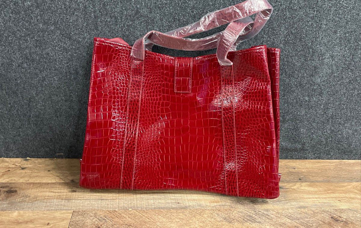 Elizabeth Arden Red Faux Croc Embossed Tote Bag Handbag NWT