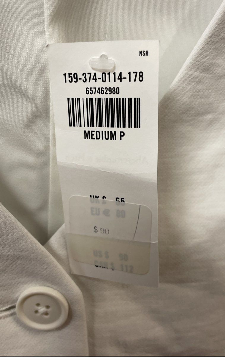 Abercrombie & Fitch Women's White Button Linen-Blend Vest Mini Dress NWT Sz MP