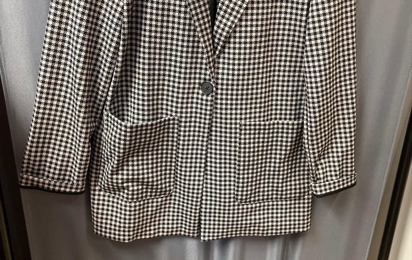 Sanctuary Women's Black White Houndstooth One Button Blazer Patch Pockets Sz S