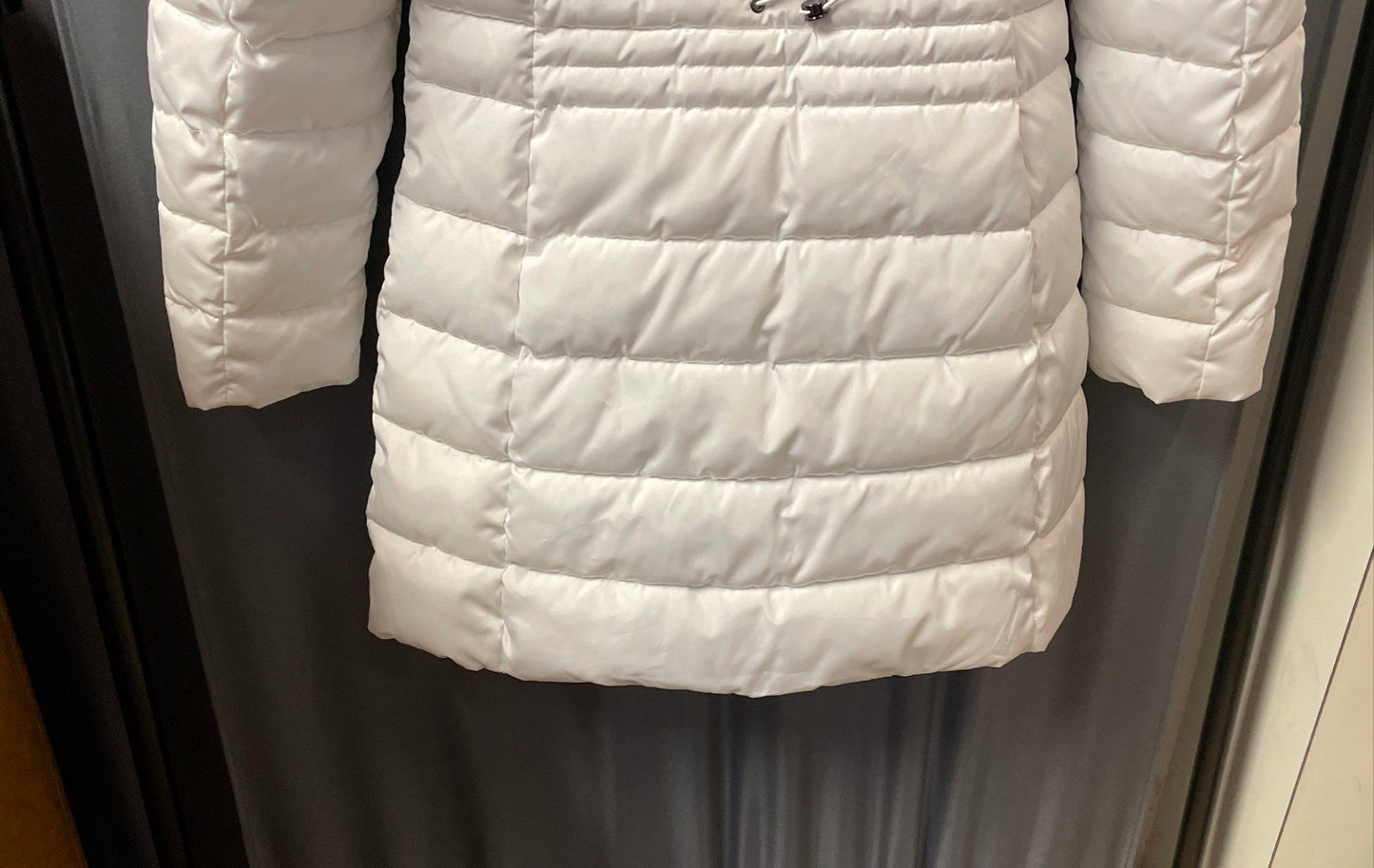 Laundry by Shelli Segal Women's White Hooded Puffer Parka Jacket Cinch Sz S