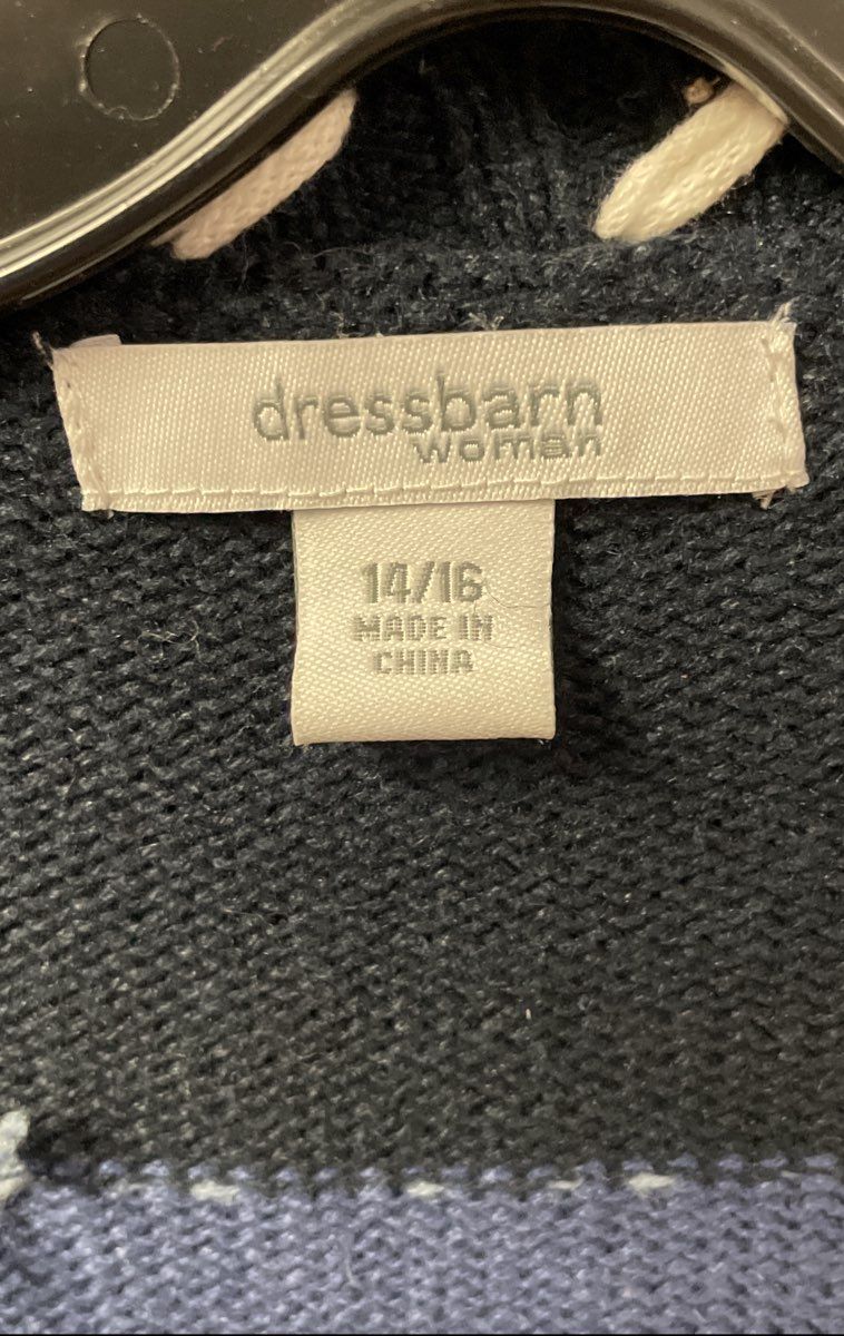Dress Barn Woman Blue Winter Zip-Up Cardigan Snowflake Snowman Sz 14/16