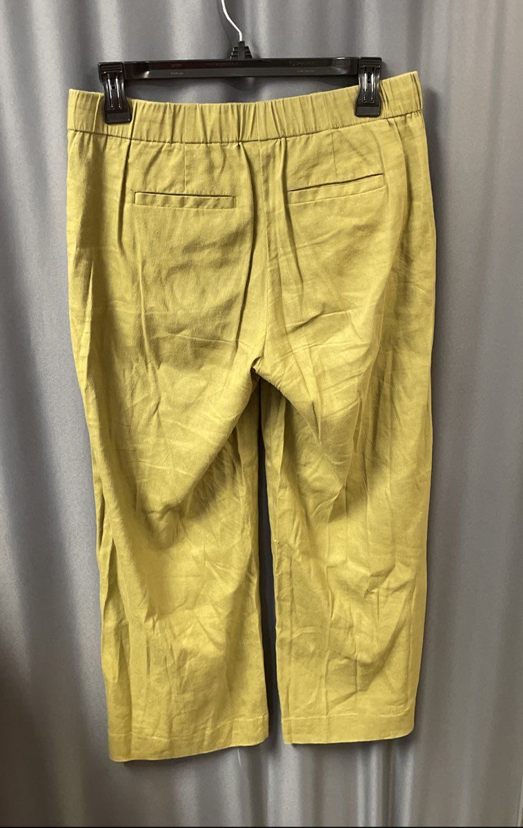 J. Jill Women's Green Linen Blend Wide Leg Cropped Elastic Waist Pants Sz XS