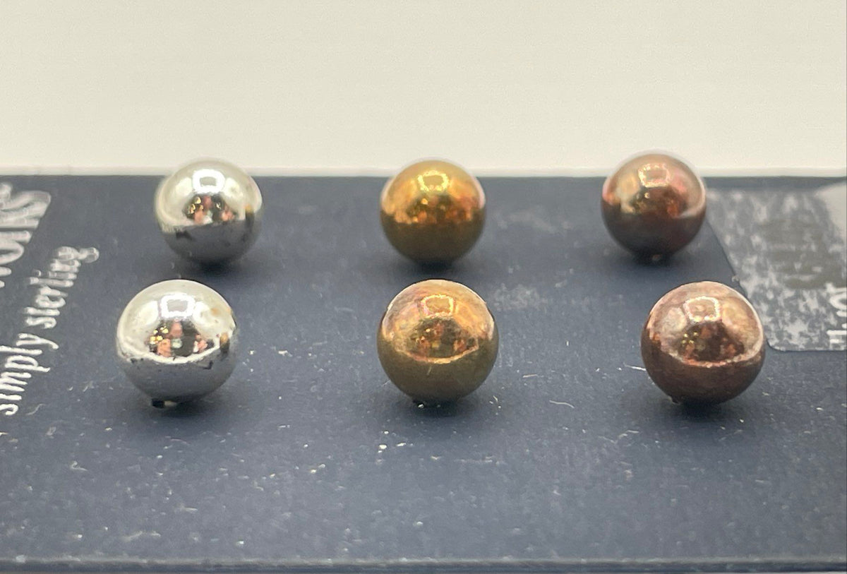 Set Of 3 Pairs Belk Silverworks 925 Sterling Silver Stud Earrings 6.4g