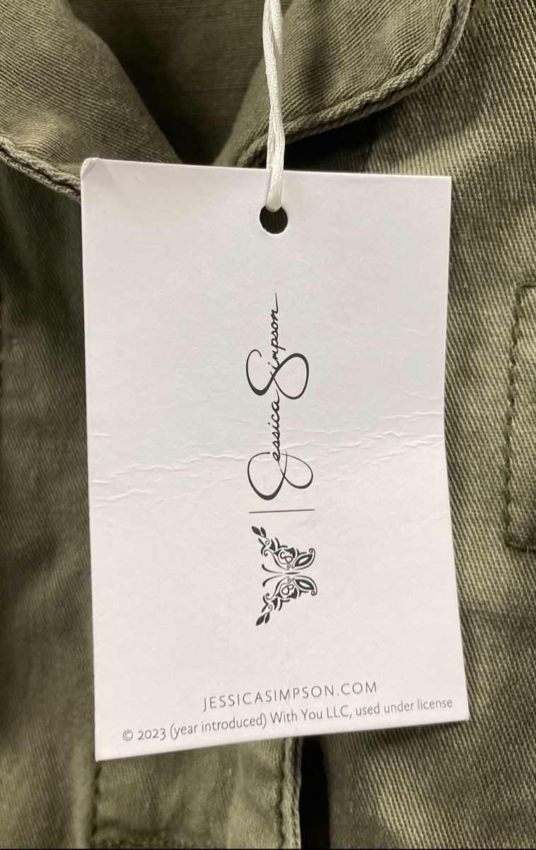 Jessica Simpson Women's Green Peplum Raw Hem Utility Jacket NWT Sz XS