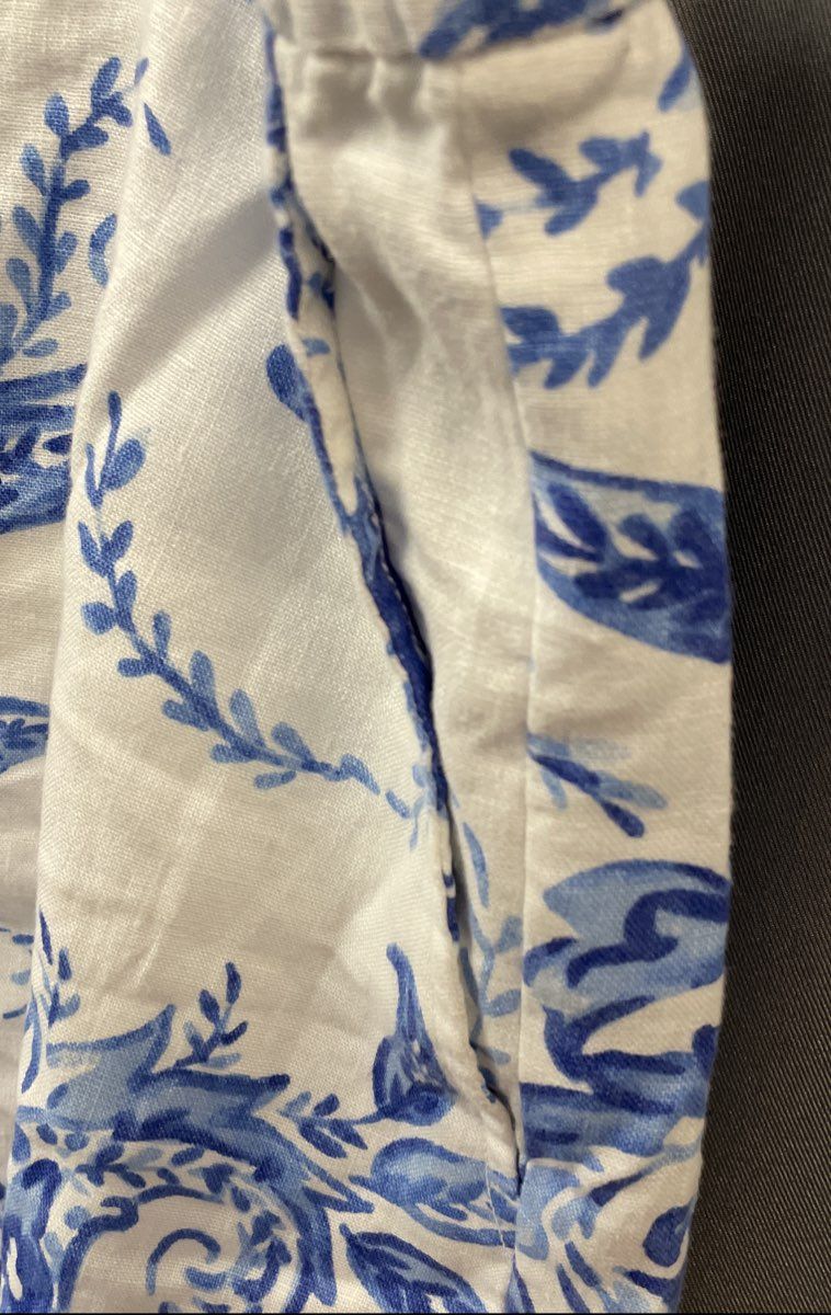 Lauren Ralph Lauren Women's White Blue Paisley Patterned Linen Shorts Sz XL