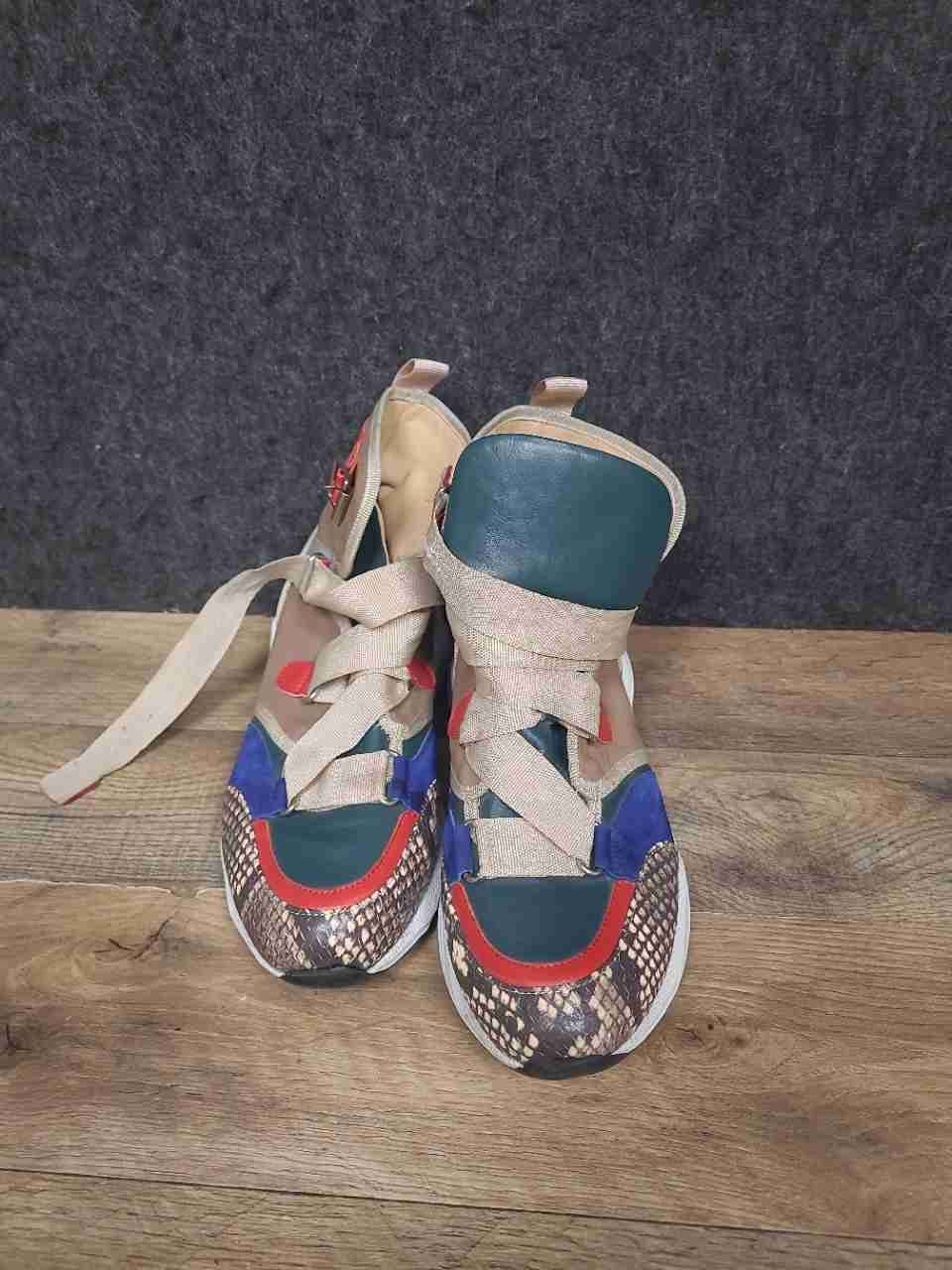 Vinci Multi-Color Snakeskin Leather High Top Sneakers Women's Size 38