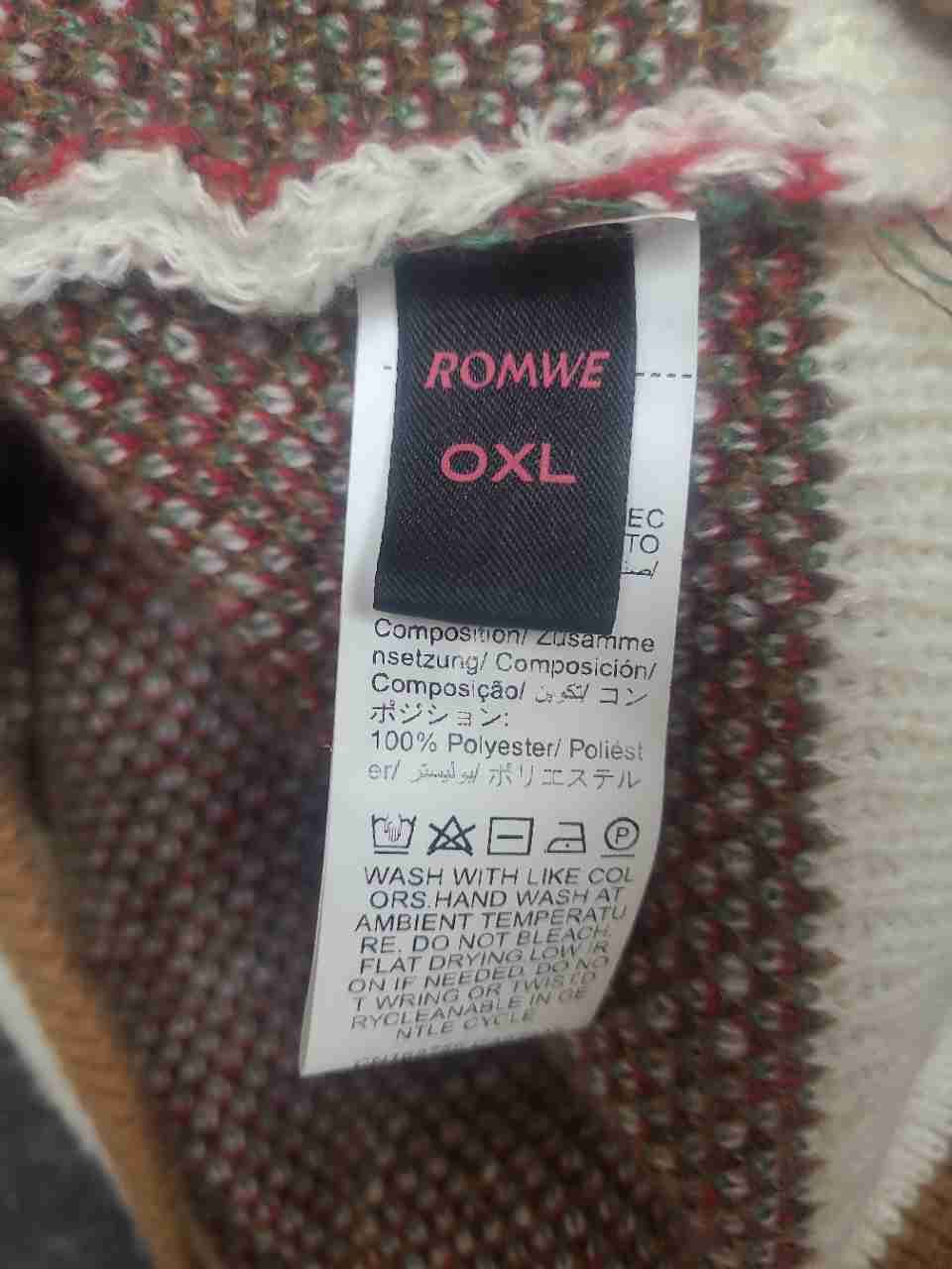Romwe Women's Sweater Cream Red Mushroom Botanical Graphic Crewneck Size 0XL