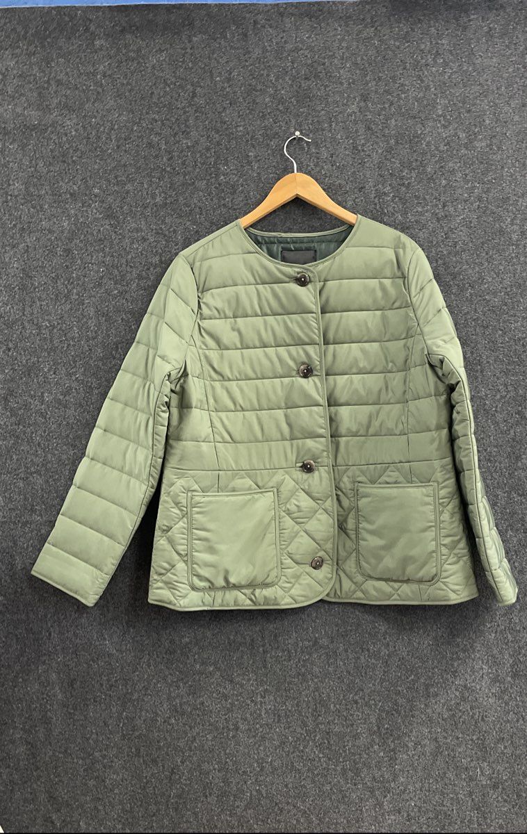 Talbots Women's Sage Green Quilted Lightweight Button Front Puffer Jacket Sz XL