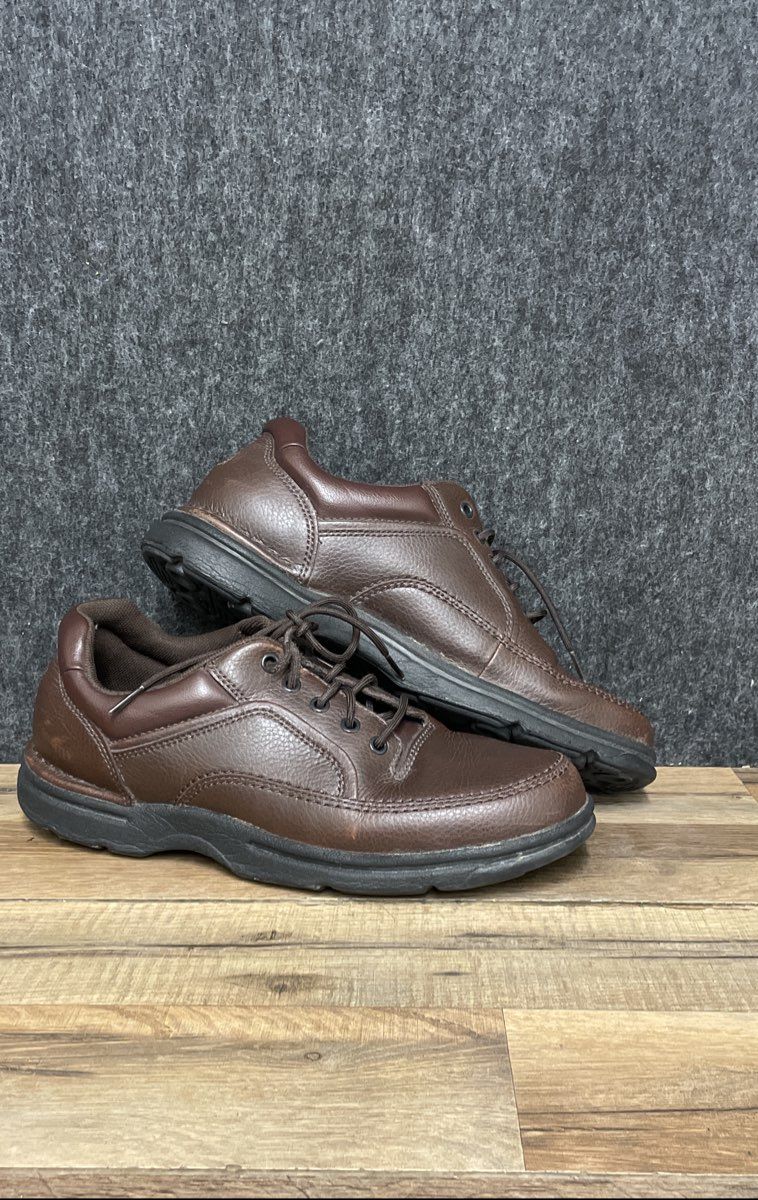 Rockport Ridgefield Eureka Brown Leather Walking Shoes Men's Size 10.5