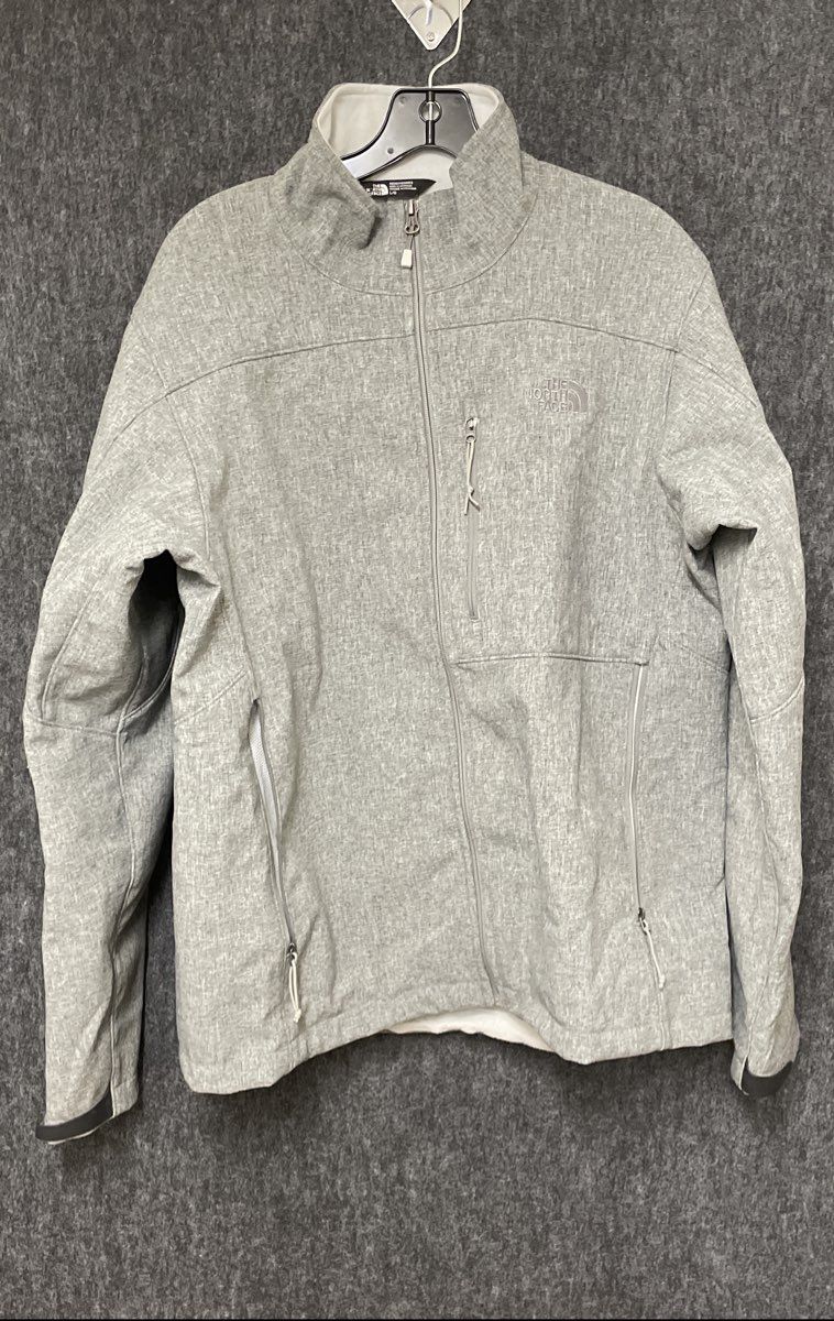 The North Face Men's Softshell Jacket Gray Heathered Full Zip Fleece Lined Sz L