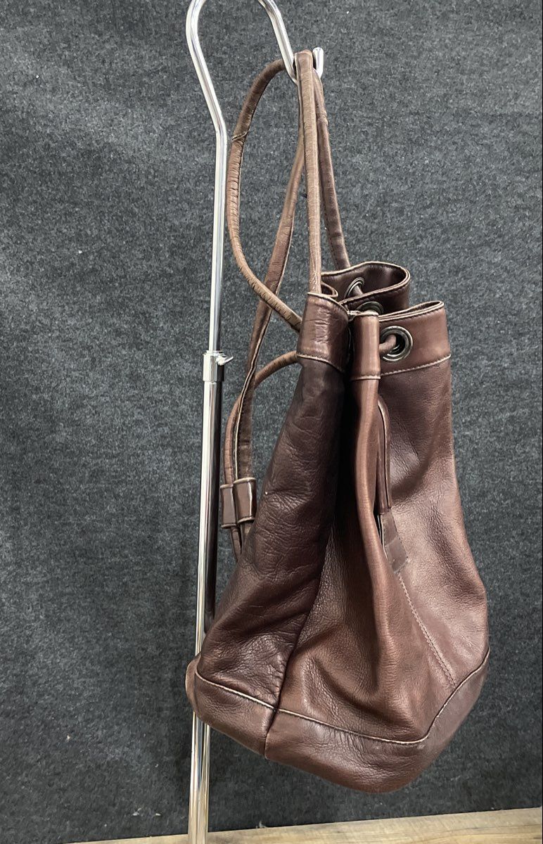 Vintage 90s Wilson's Leather Brown Adventure Bound Drawstring Backpack Satchel