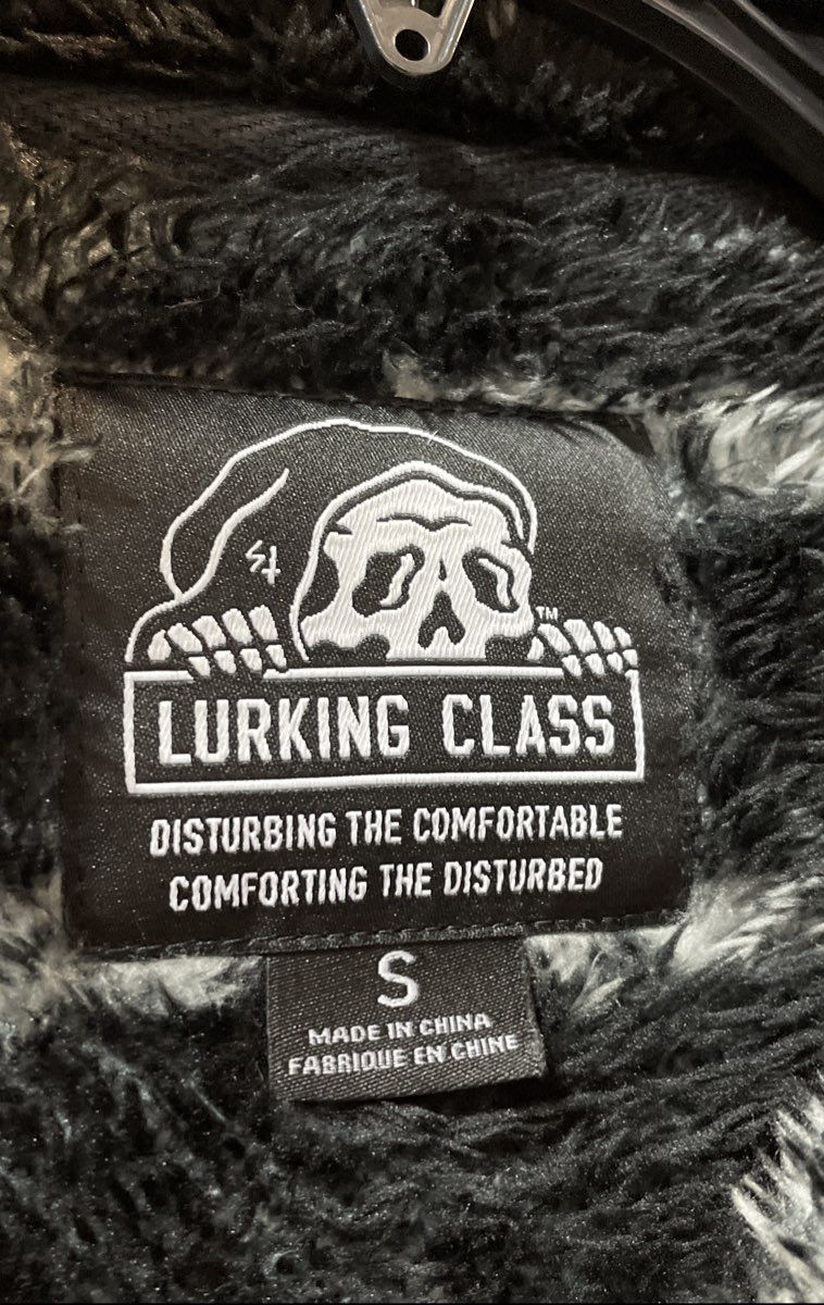 Lurking Class Men's Black White Barbed Wire 1/4 Zip Sherpa Fleece Jacket Sz S