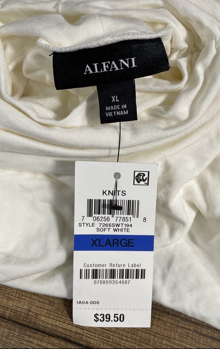 Alfani Women's White Ruched Long Sleeve Turtleneck Sz XL NWT