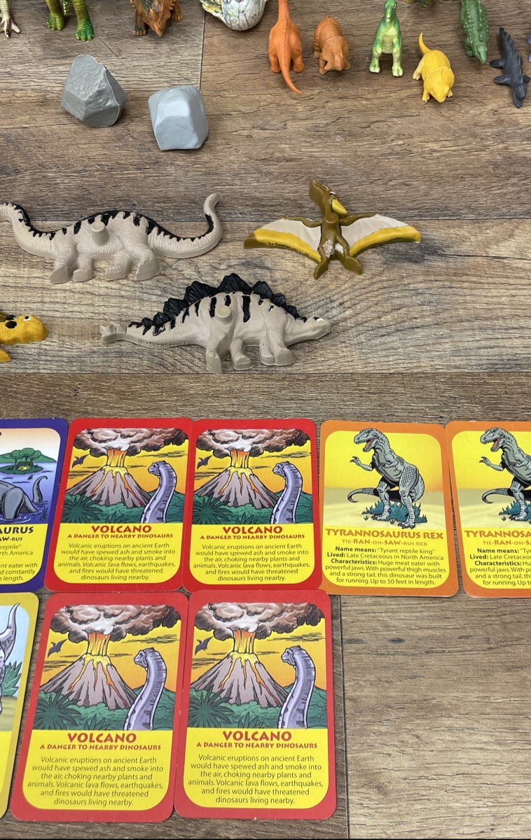 Large Lot Plastic Dinosaur Figures Toys & Cards Mixed Vintage Collection