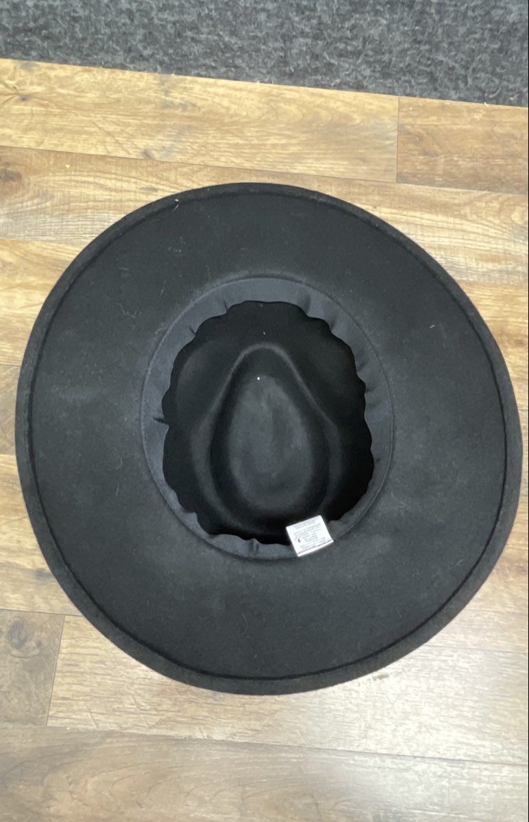 H&M Women's Black 100% Wool Wide Brim Flat Fedora Hat