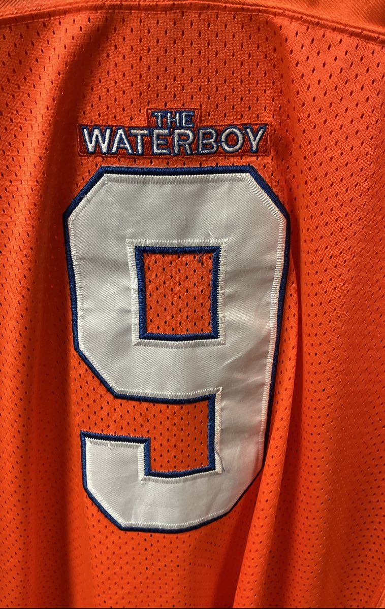 The Waterboy Men's Orange Bobby Boucher #9 Mud Dogs Bourbon Bowl Jersey Sz XL